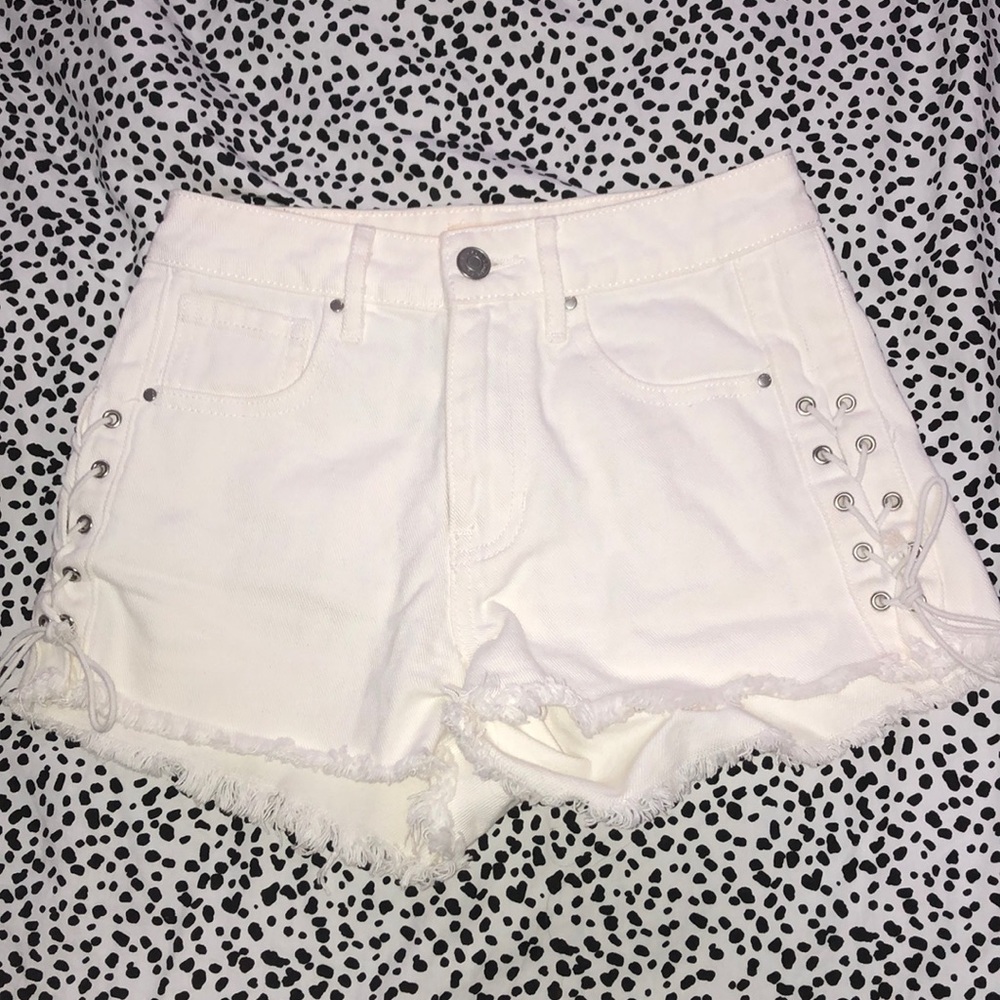 SOLD pacsun high rise white jean shorts